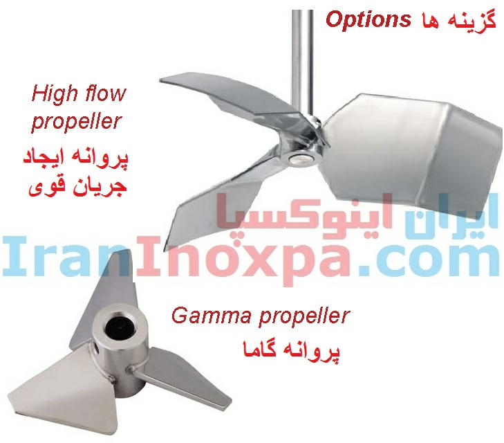 انواع پروانه های همزن عمودی NHS اینوکسپا inoxpa